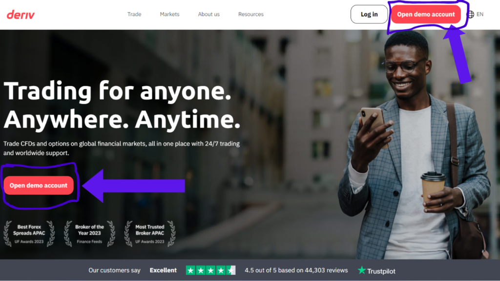 How to create deriv account;open demo account